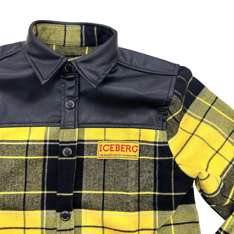 CAMICIA IN FLANELLA ED ECOPELLE CMICE6302J GIALLO ICEBERG 