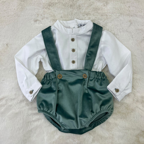 SALOPETTE IN VELLUTO E CAMICIA 40632 B/VERDE BABIDU 