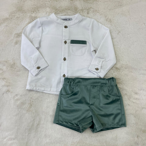 CAMICIA E BERMUDA IN VELLUTO 42632 B/VERDE BABIDU 