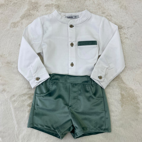 CAMICIA E BERMUDA IN VELLUTO 42632 B/VERDE BABIDU 