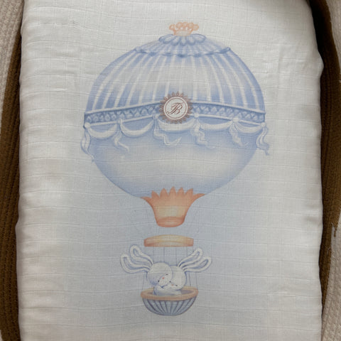 MUSSOLA IN GARZA 70X70 MONGOLFIERA CIELO MUSSOLA CIELO FIRST BABY 