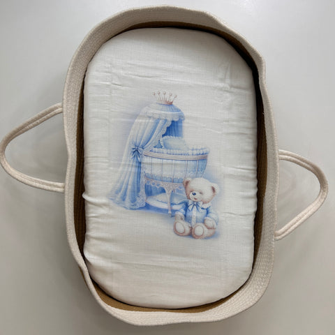 MUSSOLA IN GARZA 70X70 ORSO/CARROZZINA CIELO MUSSOLA CIELO FIRST BABY 