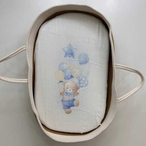 MUSSOLA IN GARZA 70X70 ORSO/PALLONCINI CIELO MUSSOLA CIELO FIRST BABY 