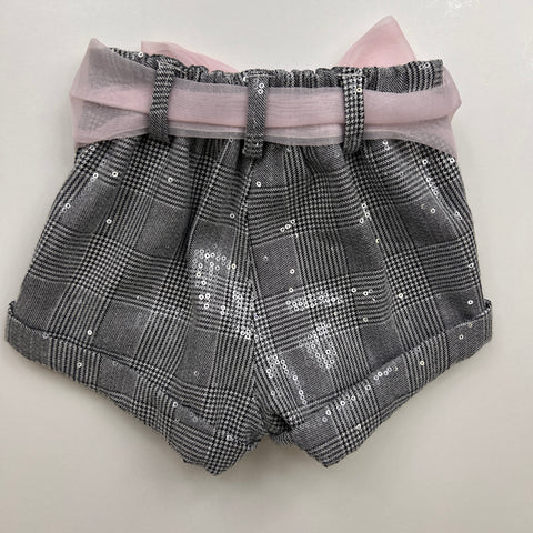 SHORT PIED DE POULE E PAILLETTES MG1774 GRIGIO# MISS GRANT 