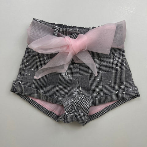 SHORT PIED DE POULE E PAILLETTES MG1774 GRIGIO# MISS GRANT 