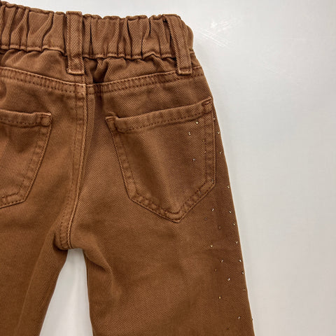 PANTALONE DRILL CON STRASS UE2357 MORO## U+é 