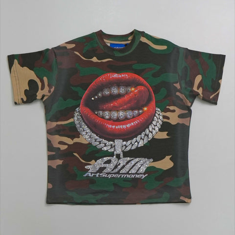 T-SHIRT OVER IN COTONE SMJTS04959 MILITARE ART SUPER MONEY 