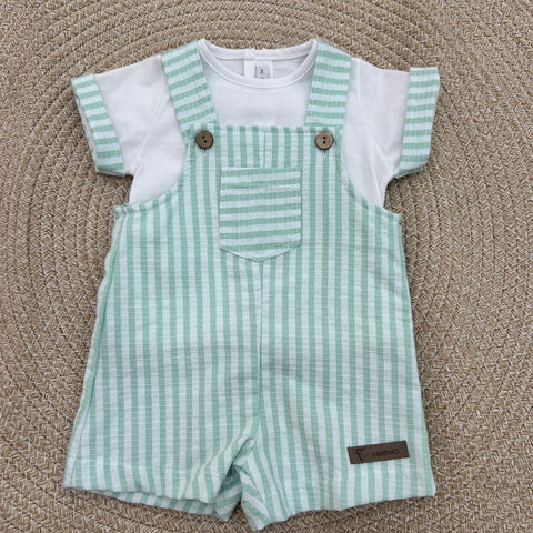 SALOPETTE E T-SHIRT IN COTONE 11305 MENTA CALAMARO 