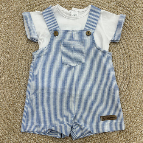 SALOPETTE E T-SHIRT IN COTONE 11315 CIELO CALAMARO 