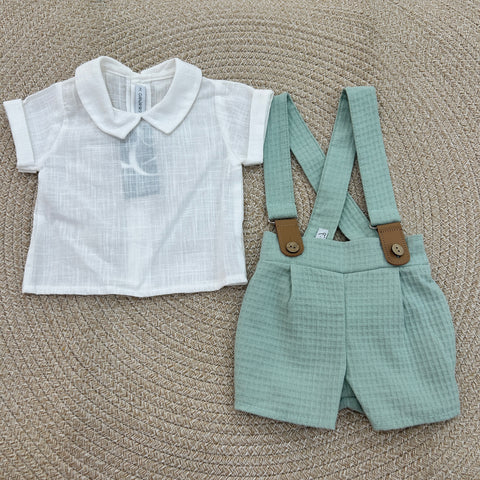 SALOPETTE E CAMICIA IN COTONE 11332 MENTA CALAMARO 