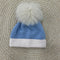 CAPPELLO IN LANA CON POM PON IN VOLPE IN5771 C CIELO MARLU 