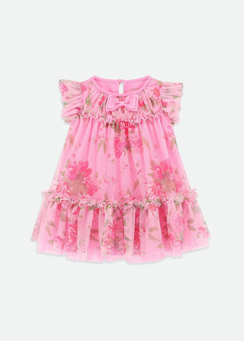 ABITO IN TULLE A FIORI ROSEBUD BEGONIA ANGELS FACE 