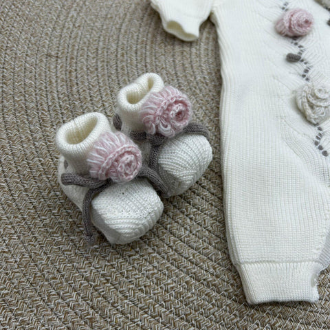 TUTINA E BABBUCCE IN LANA IN2510/IN25S VANIGLIA/ROSA MARLU' 