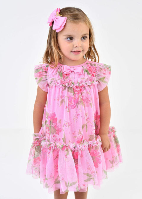 ABITO IN TULLE A FIORI ROSEBUD BEGONIA ANGELS FACE 