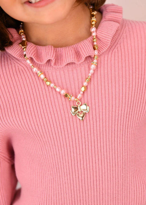 COLLANA PERLINE E CUORI NECKLACE PINK ANGEL'S FACE 