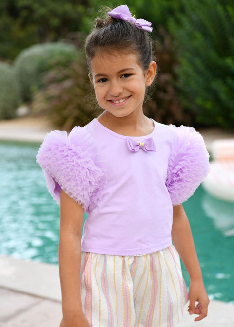 T-SHIRT CON ROUCHES IN TULLE LESSI LAVANDER ANGEL'S FACE 