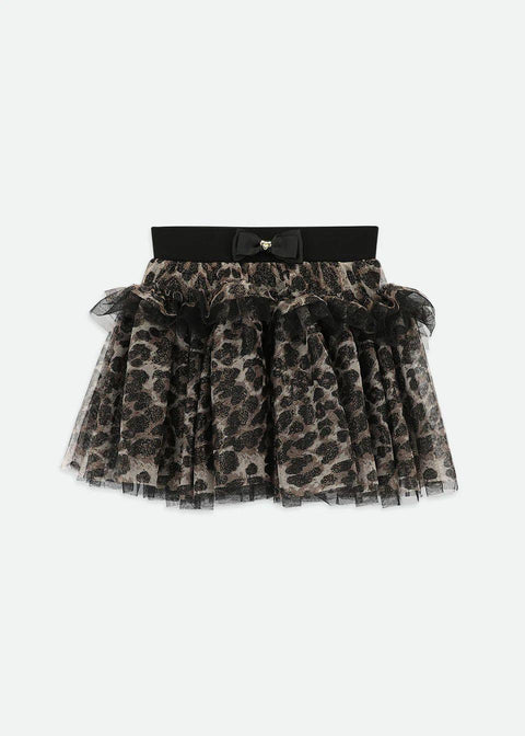 GONNA IN TULLE MACULATO GEORGIAN BLACK LEOPARD ANGEL'S FACE 
