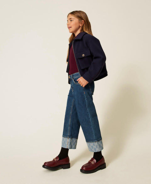 JEANS CON RISVOLTO E STRASS 252GJ2190 07282 TWIN SET 