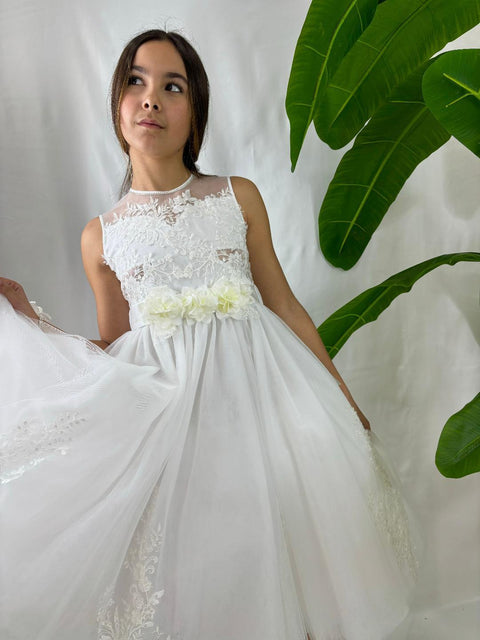ABITO LUNGO PIZZO E TULLE LUREX