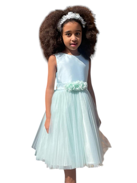 ABITO MIKADO E TULLE BB802448 VERDE# BELLA BRILLI 