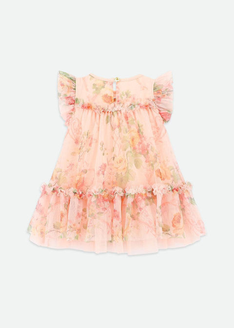 ABITO IN TULLE A FIORI ROSEBUD PEACH ANGELS FACE 