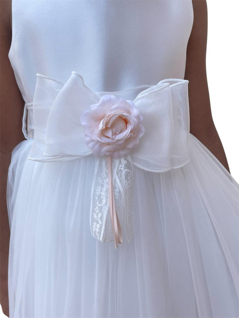 ABITO MIKADO E TULLE BB802459 LATTE## BELLA BRILLI 