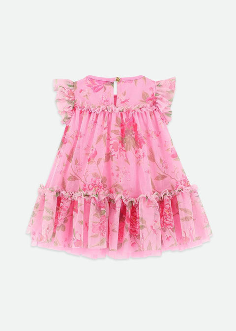 ABITO IN TULLE A FIORI ROSEBUD BEGONIA ANGELS FACE 