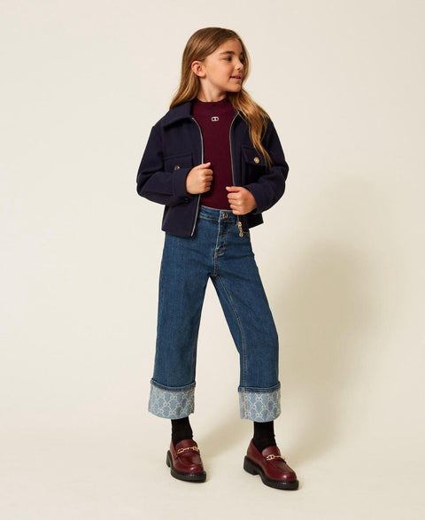 JEANS CON RISVOLTO E STRASS 252GJ2190 07282 TWIN SET 