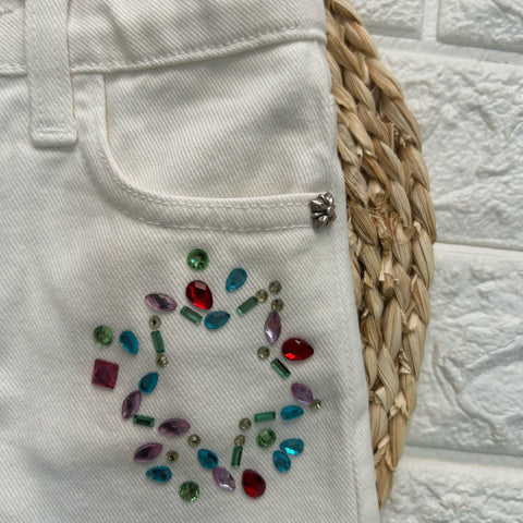 SHORT IN DENIM BIANCO