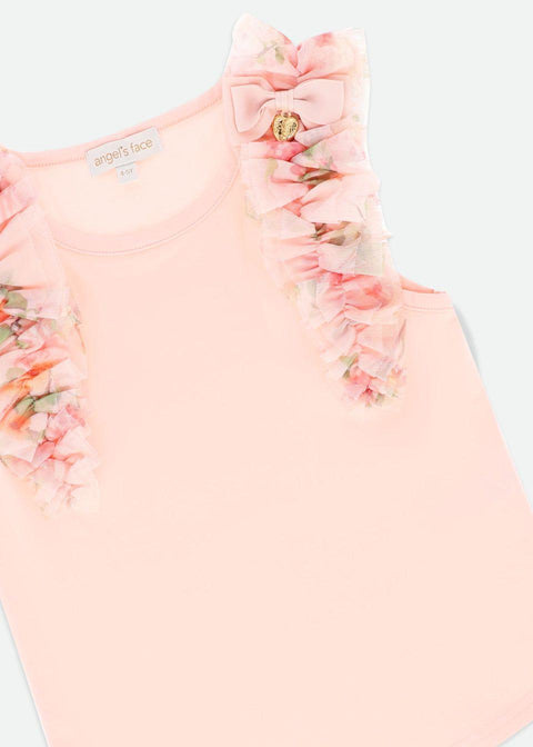 COMPLETO CANOTTA E GONNA IN TULLE A FIORI TONI/GEORGIAN PEACH ANGELS FACE 