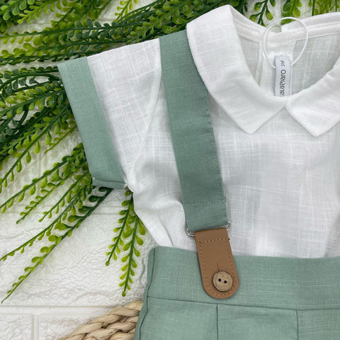 SALOPETTE E CAMICIA IN LINO