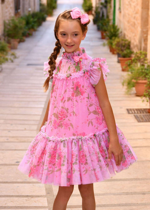 ABITO IN TULLE A FIORI MARIGOLD BEGONIA ANGEL'S FACE 