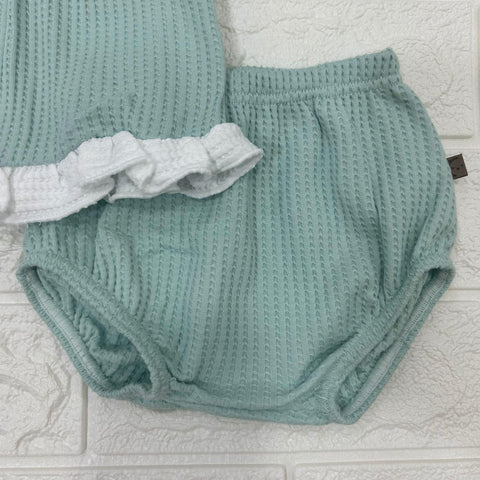COMPLETO IN COTONE A NIDO D'APE 11273 MENTA CALAMARO 