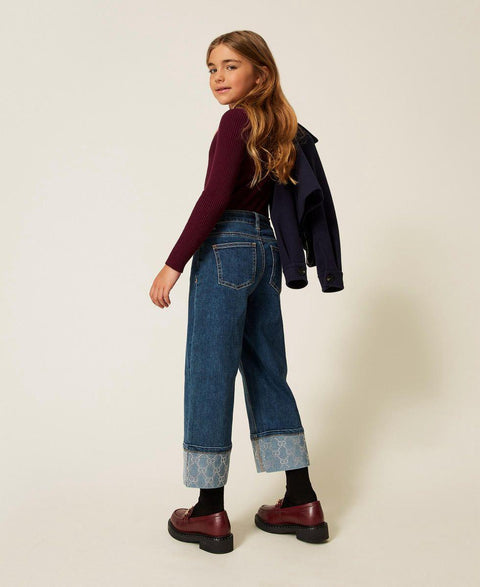 JEANS CON RISVOLTO E STRASS 252GJ2190 07282 TWIN SET 