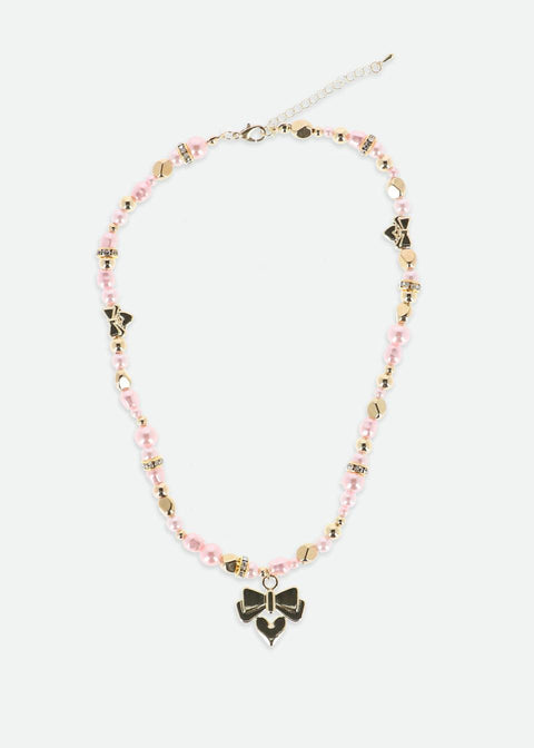 COLLANA PERLE E FIOCCO NECKLACE PINK ANGEL'S FACE 