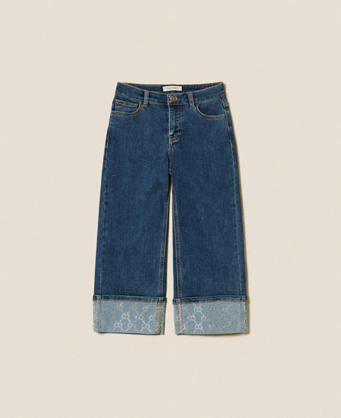 JEANS CON RISVOLTO E STRASS 252GJ2190 07282 TWIN SET 