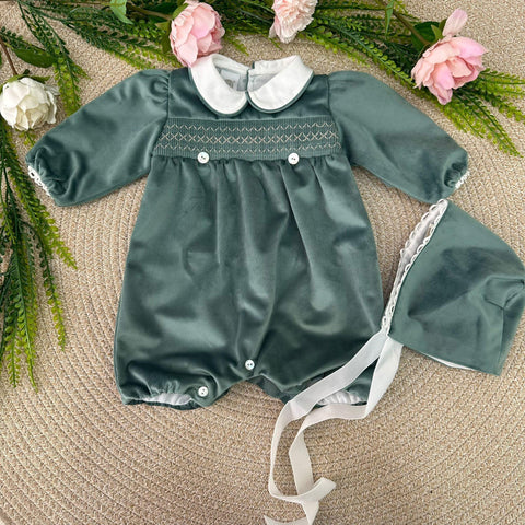 PAGLIACCETTO E CUFFIA IN VELLUTO IN6623/IN66CU VERDE SALVIA MARLU' 