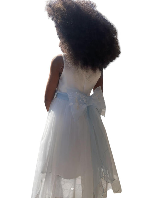 ABITO IN MIKADO E TULLE BB802446 LATTE/CIELO## BELLA BRILLI 