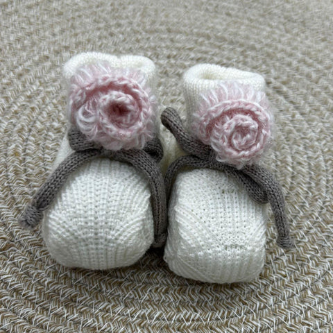 TUTINA E BABBUCCE IN LANA IN2510/IN25S VANIGLIA/ROSA MARLU' 