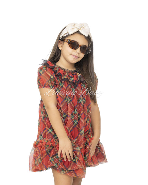 Abito in tulle tartan MARTA RED ANGEL'S FACE 