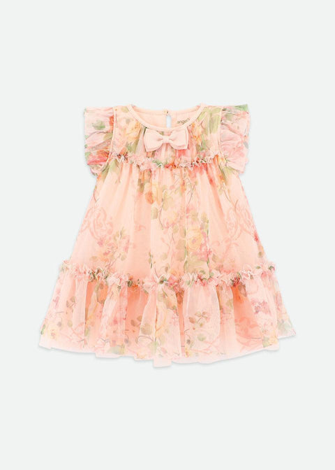 ABITO IN TULLE A FIORI ROSEBUD PEACH ANGELS FACE 