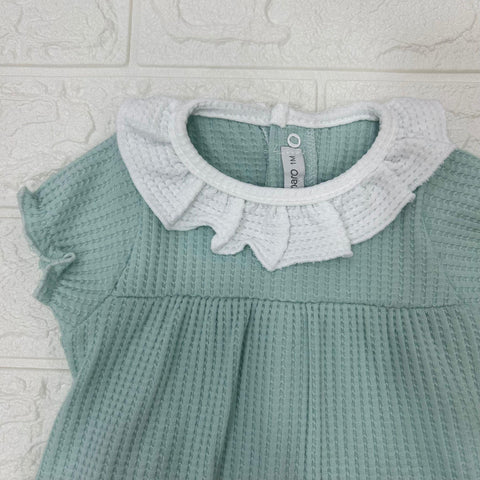 COMPLETO IN COTONE A NIDO D'APE 11273 MENTA CALAMARO 