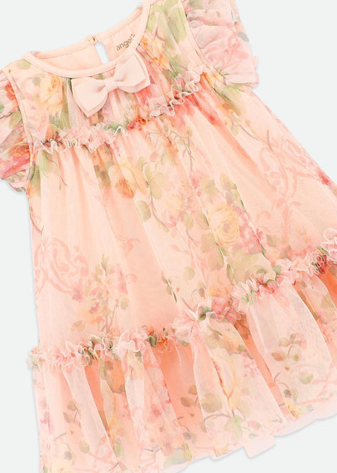 ABITO IN TULLE A FIORI ROSEBUD PEACH ANGELS FACE 