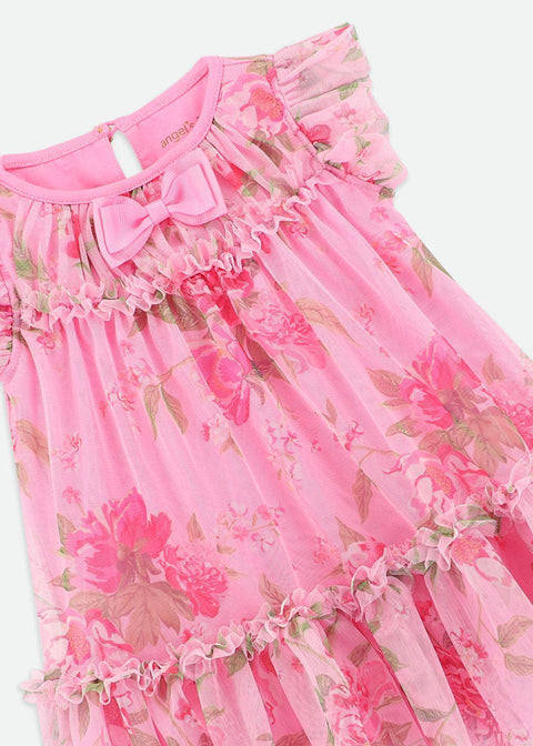 ABITO IN TULLE A FIORI ROSEBUD BEGONIA ANGELS FACE 