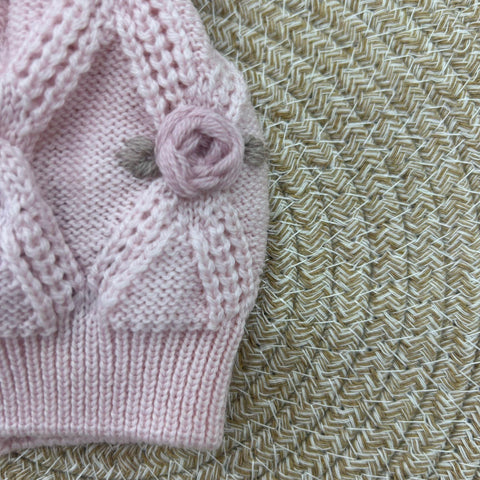 CAPPELLO IN LANA CON POM PON IN VOLPE IN2471 ROSA MARLU 