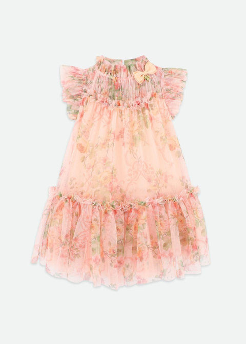 ABITO IN TULLE A FIORI MARIGOLD PEACH ANGELS FACE 