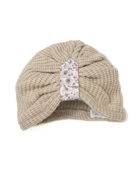 Turbante e bavetta in lana e ciniglia