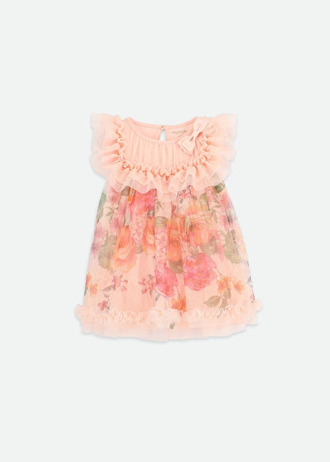 ABITO IN TULLE A FIORI DOMINIQUE.BORDERBABY PEACH ANGEL'S FACE 