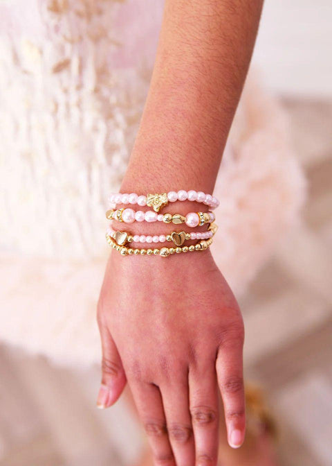 SET 4 BRACCIALI BRACELET PINK ANGEL'S FACE 