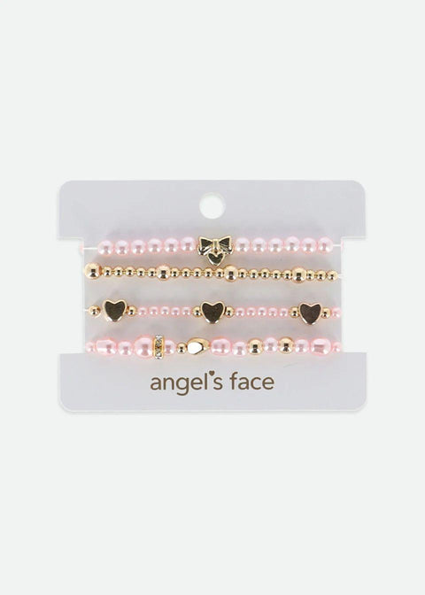 SET 4 BRACCIALI BRACELET PINK ANGEL'S FACE 